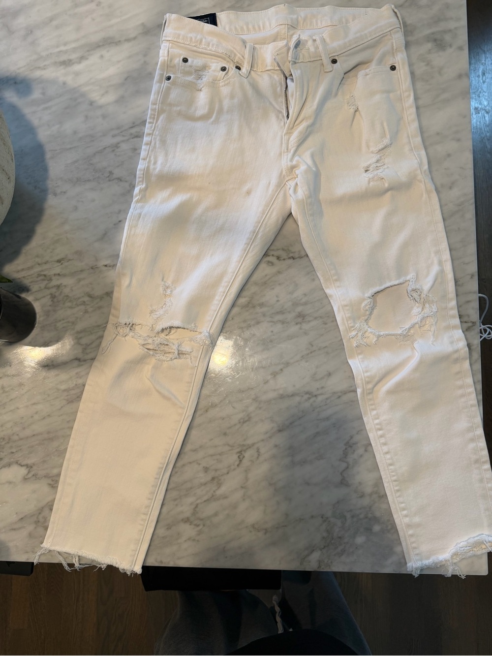 Zara White Skinny Ripped Jeans